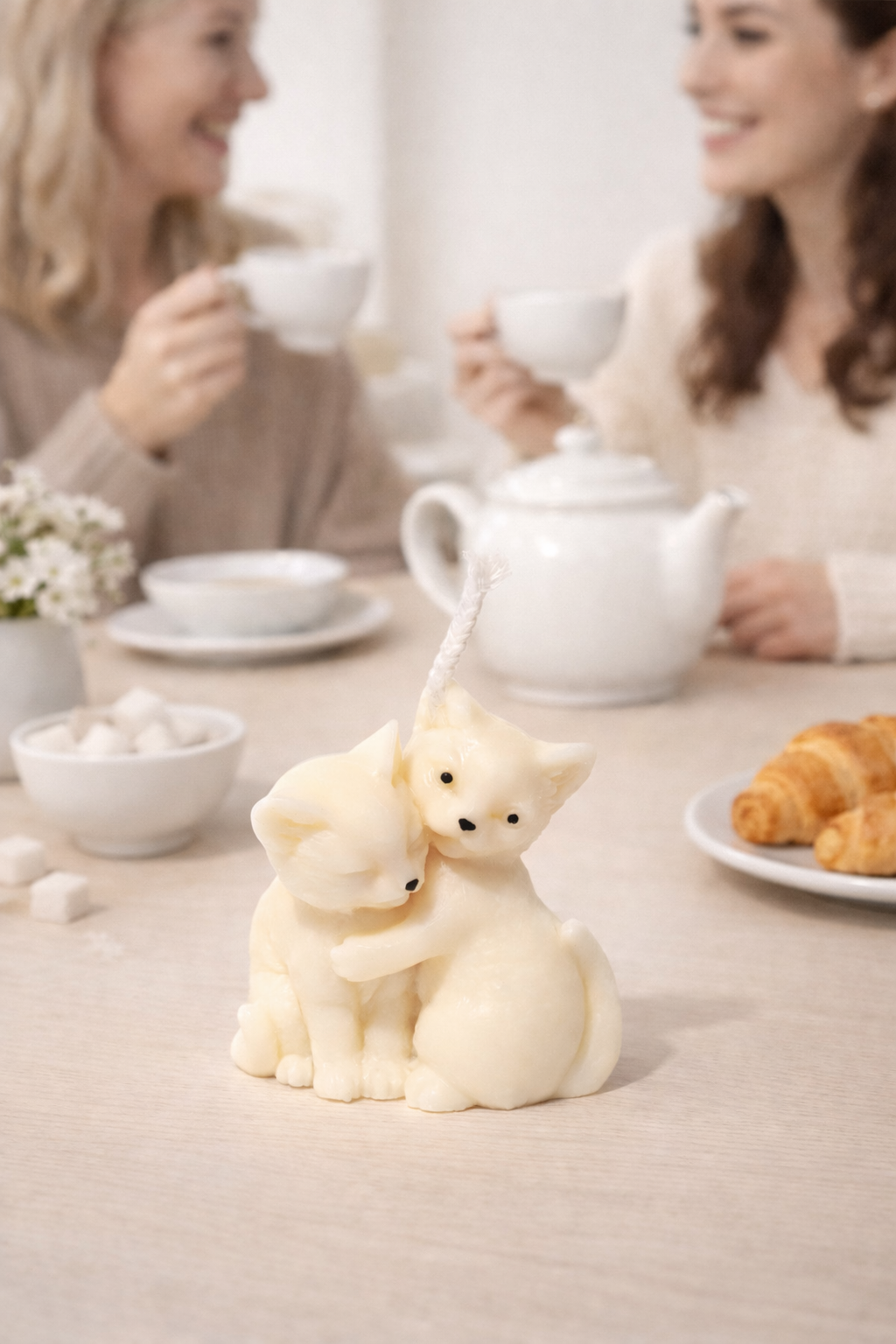 vela gatitos abrazados cera soja natural